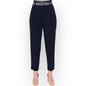 Riani Navy Blue Pleated & Cuffed Trousers 8